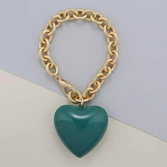 Roxanne Assoulin The Puffy Heart Bracelet in forest green - Picture 1 of 2